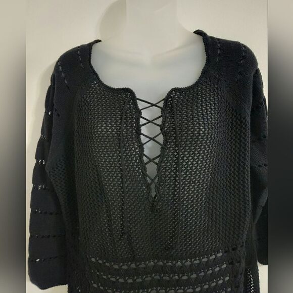 Cotton by Autumn Cashmere Hand crochet  sweater Sz M - Picture 4 of 10